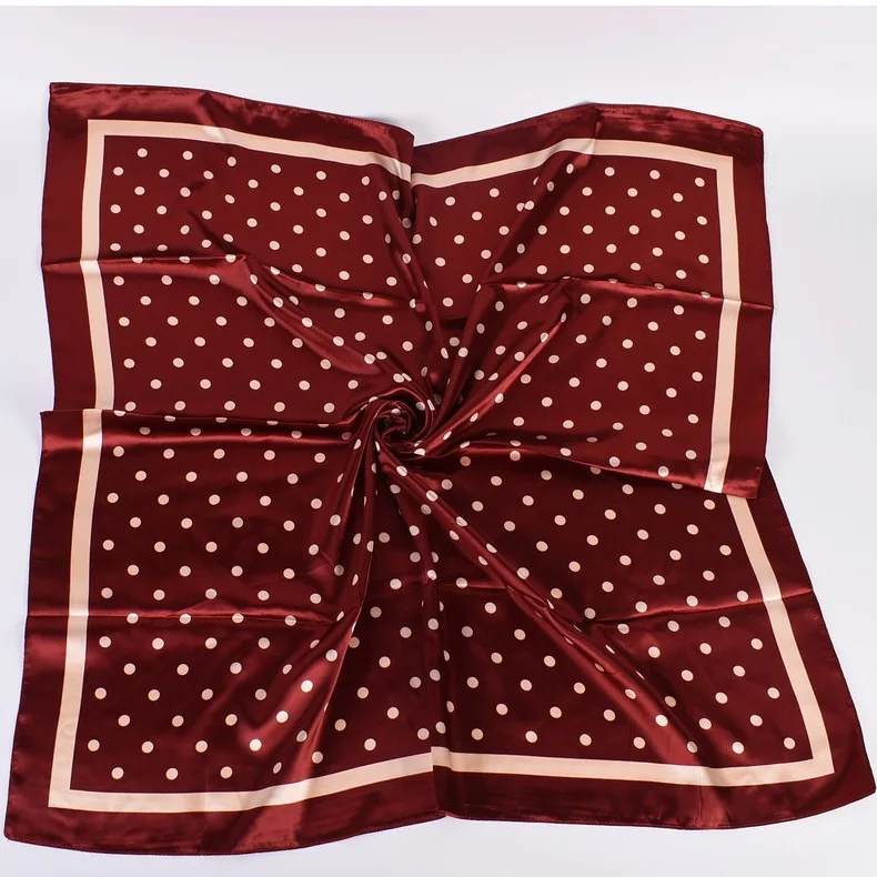 Kopf Schal Frauen Luxus Marke 90 × 90 cm Seide Quadrat Schal Satin Bandana Cheveux Weiche Halstuch Hijab Haar schals Für Damen – Detail 2