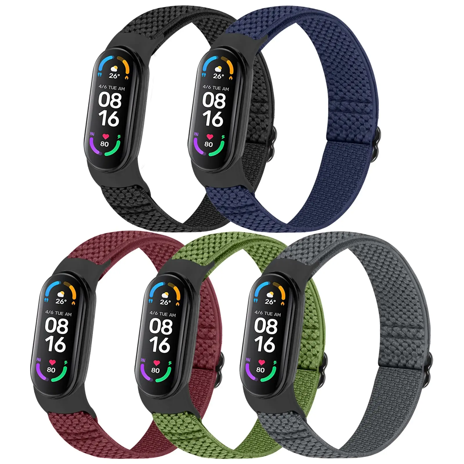 Nylon Elastic Band for Xiaomi Mi Band 7 6 5 4 3 NFC Watch Replacement Strap Compatible with Amazfit Band 5 Adjustable Bracelet