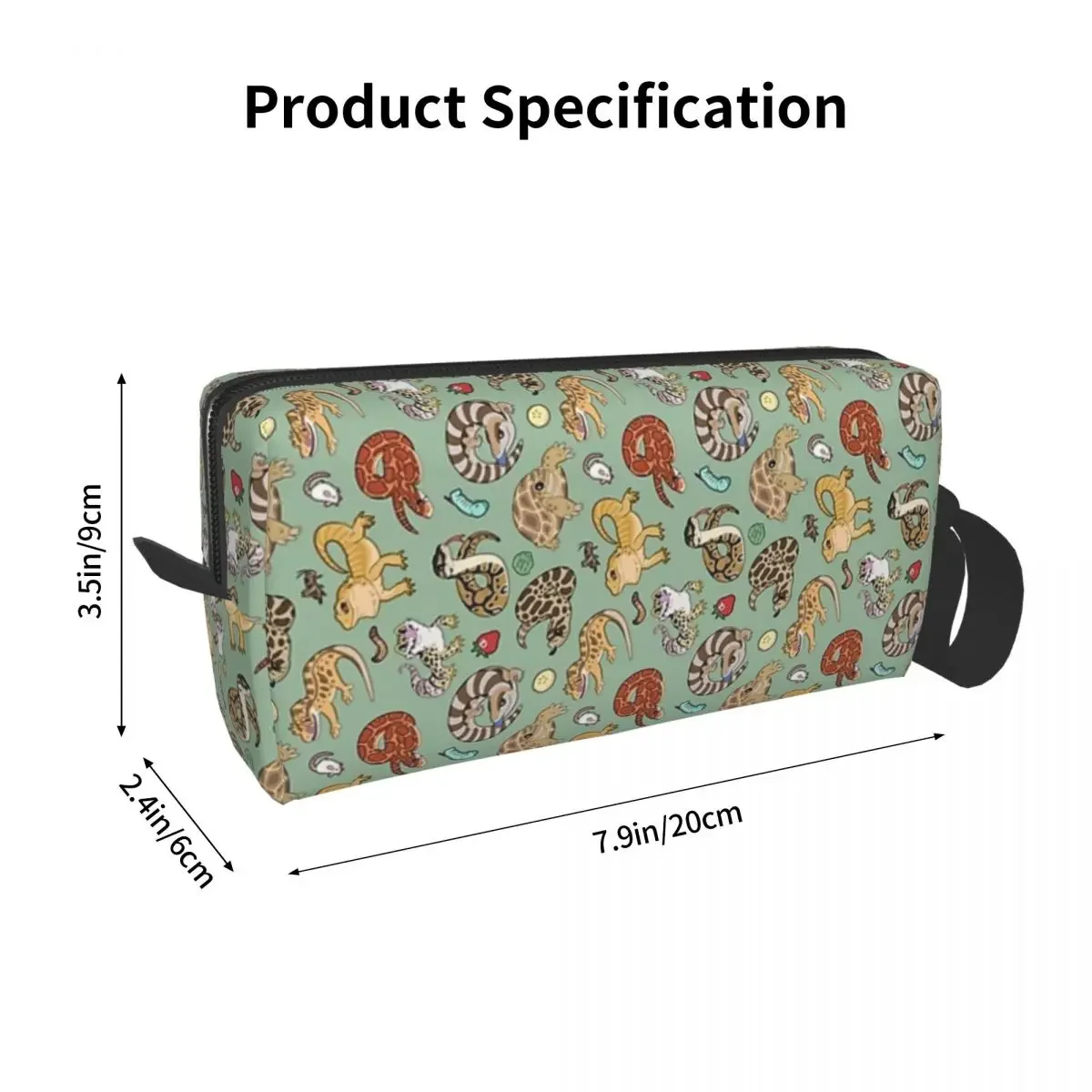 Reptile Pets Pattern - Green Makeup Bag Cosmetic Organizer Dopp Kit Toiletry Cosmetic Bag for Women Beauty Travel Pencil Case