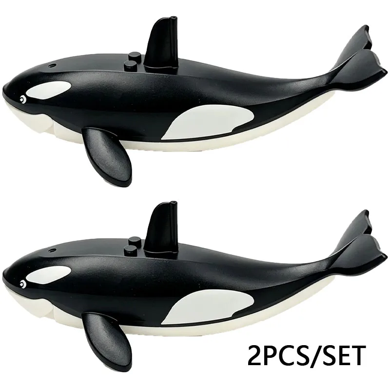 MOC Meerestiere Bausteine Meereszene Hai Oktopus Mantarochen Clownfisch Wal Krabbe Schildkröte Bausteine Spielzeug Kindergeschenk
