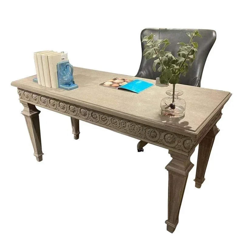 foreign trade ART furniture architectural revival solid wood carving old desk European