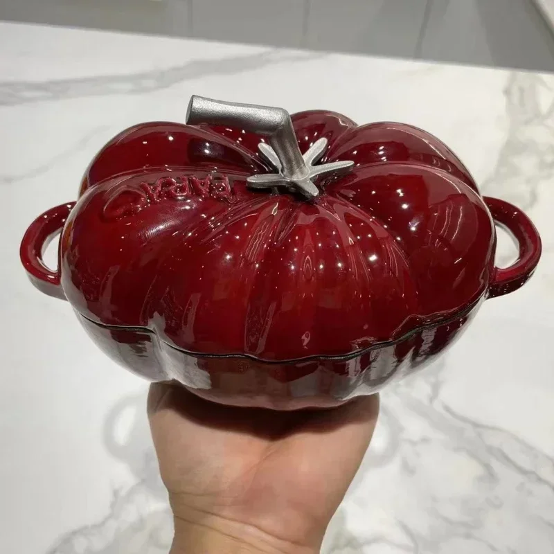 Kitchen Tomatoes Pumpkins Creative Design Cast Iron Enamel Pot with Lid Stew Meat Soup Oven Induction Cooker Gas Stove Universal