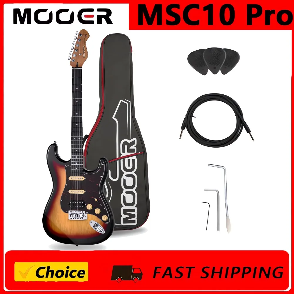 

Электрогитара MOOER MSC10 Pro Series, электрогитара Sunburst, черный комплект гитары для начинающих, 25,5 дюйма, звукосниматель из быстрорежущей стали