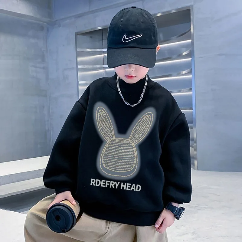 

Boys' 2025 New Arrival Autumn Winter Trendy Rabbit Design Sweatshirt for Toddler To Big Kid