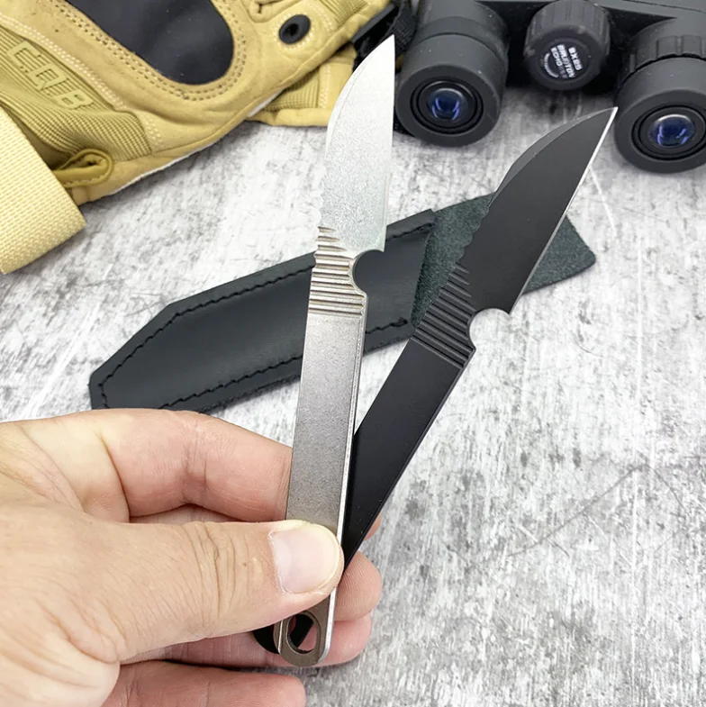 Two Color Mini CNC with Sheath Outdoor Straight Knife Steel Handle Blade Camping Hunting Self-defense Multi-fuctional Tools