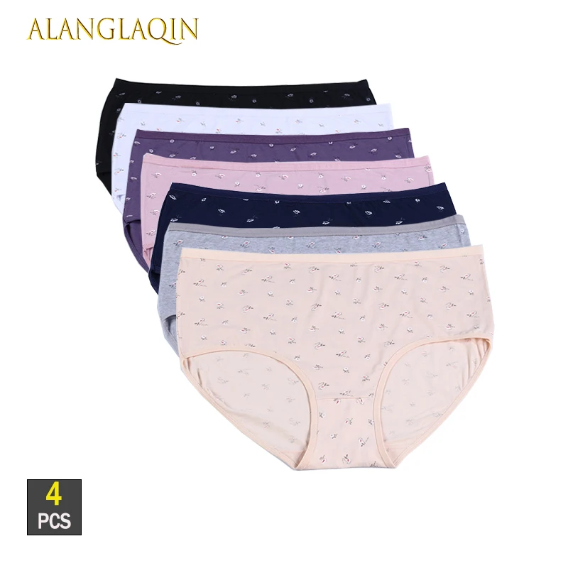 

4 шт./лот, женские хлопковые бесшовные трусы, удобные трусики с принтом, сексуальное женское белье для девочек, нижнее белье Calcinha для женщин
