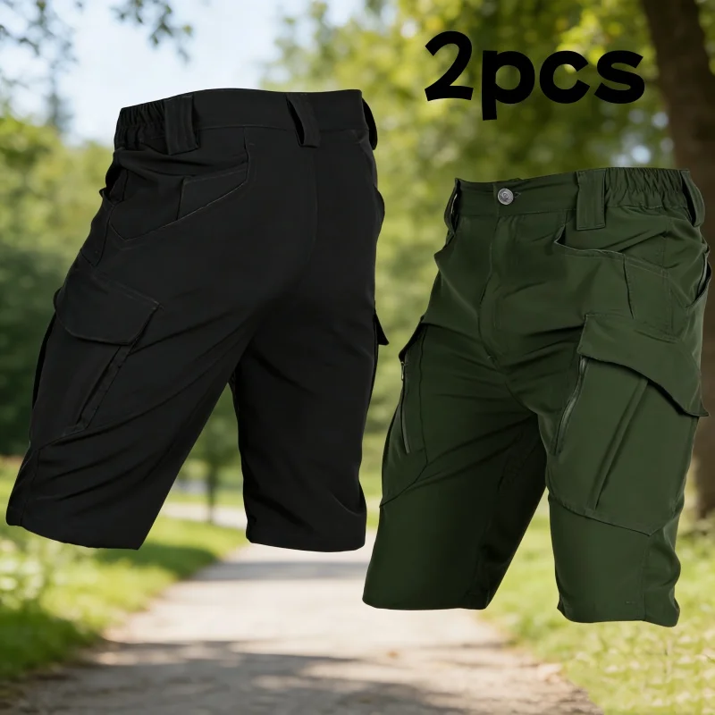

Two Piece Set of Men's Quick Drying Tactical Shorts Breathable Multifunctional Work Pants Outdoor Cycling Fishing Hiking Shorts
