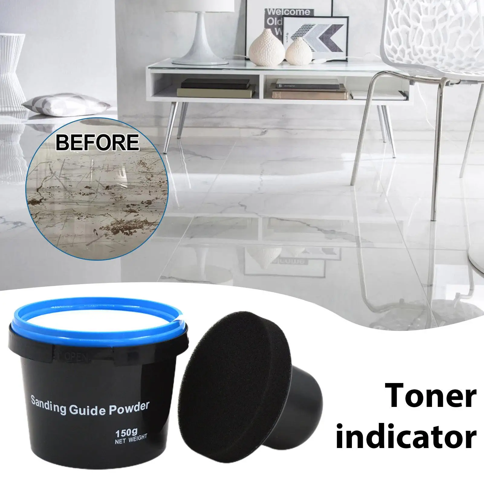 Sanding Guide Coat Powder Leak-Proof Black Guide Coat Powder Reusable Portable Tool with Handle Multipurpose Dry Guide Coat