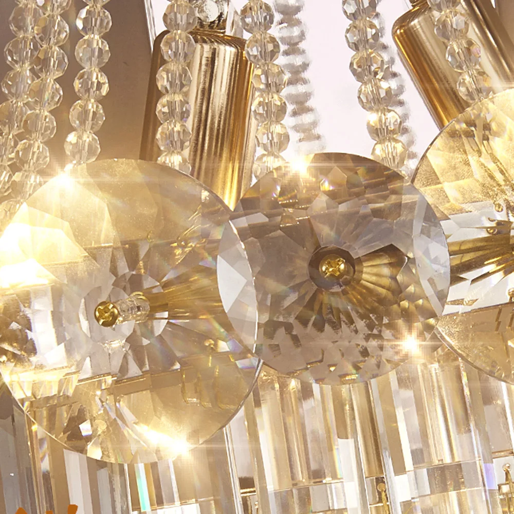 Luxury Crystal Wall Light Gold European Vintage Sconce Cascade Prism Wall Lamp Deco for Bedroom Living Room Corridor