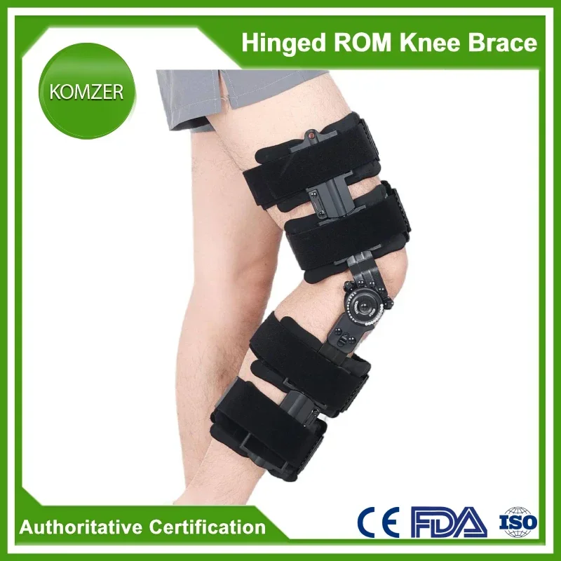 Hinged Knee Brace ROM Orthopedic Support, Post Op Knee Immobilizer for ACL/MCL/PCL Injure, Meniscus Tear, Preventive Protection