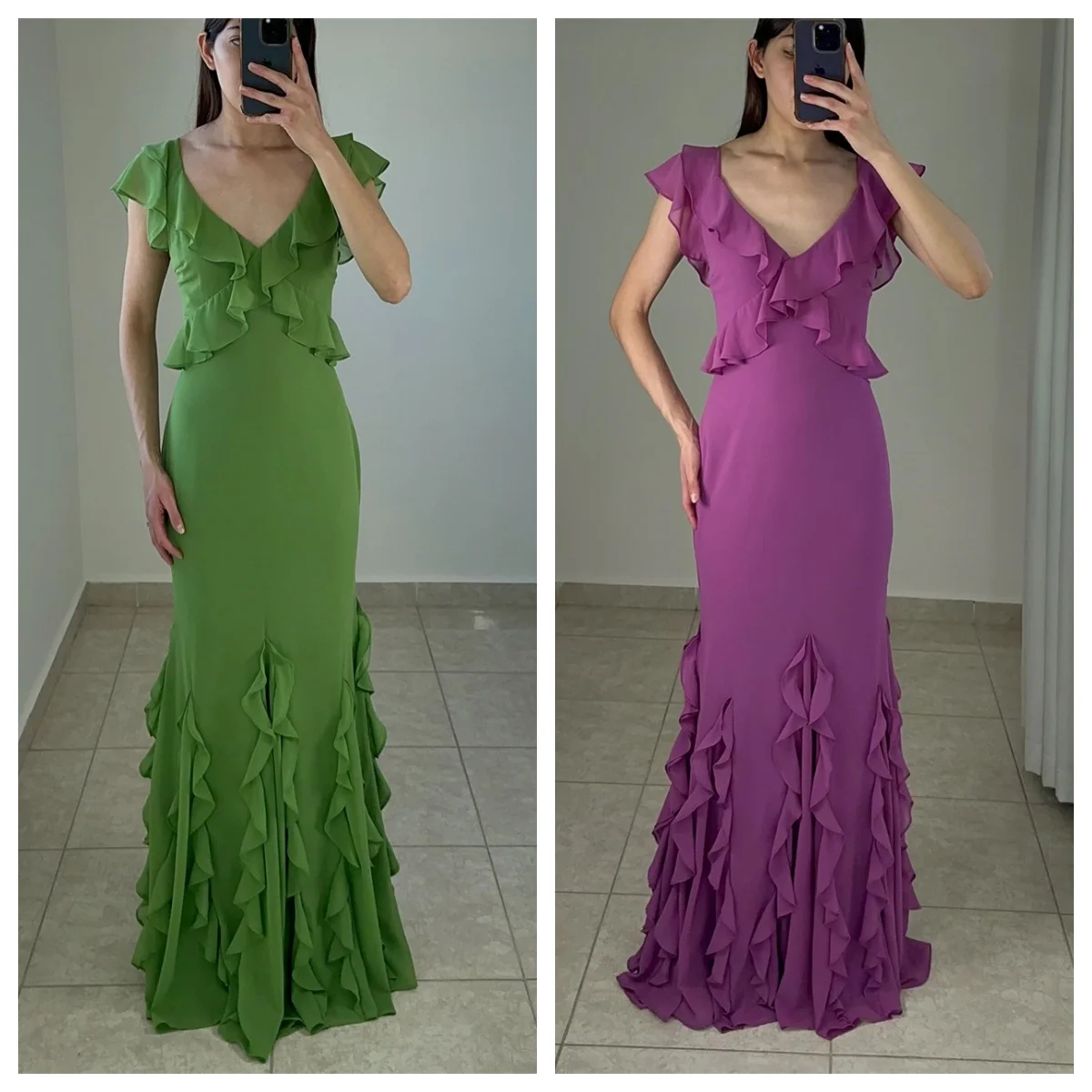 Вечернее платье по индивидуальному заказу. Простое шифоновое платье с v-образным вырезом и открытыми плечами. Платья для выпускного вечера без рукавов. Изысканные прямые платья для особых случаев.