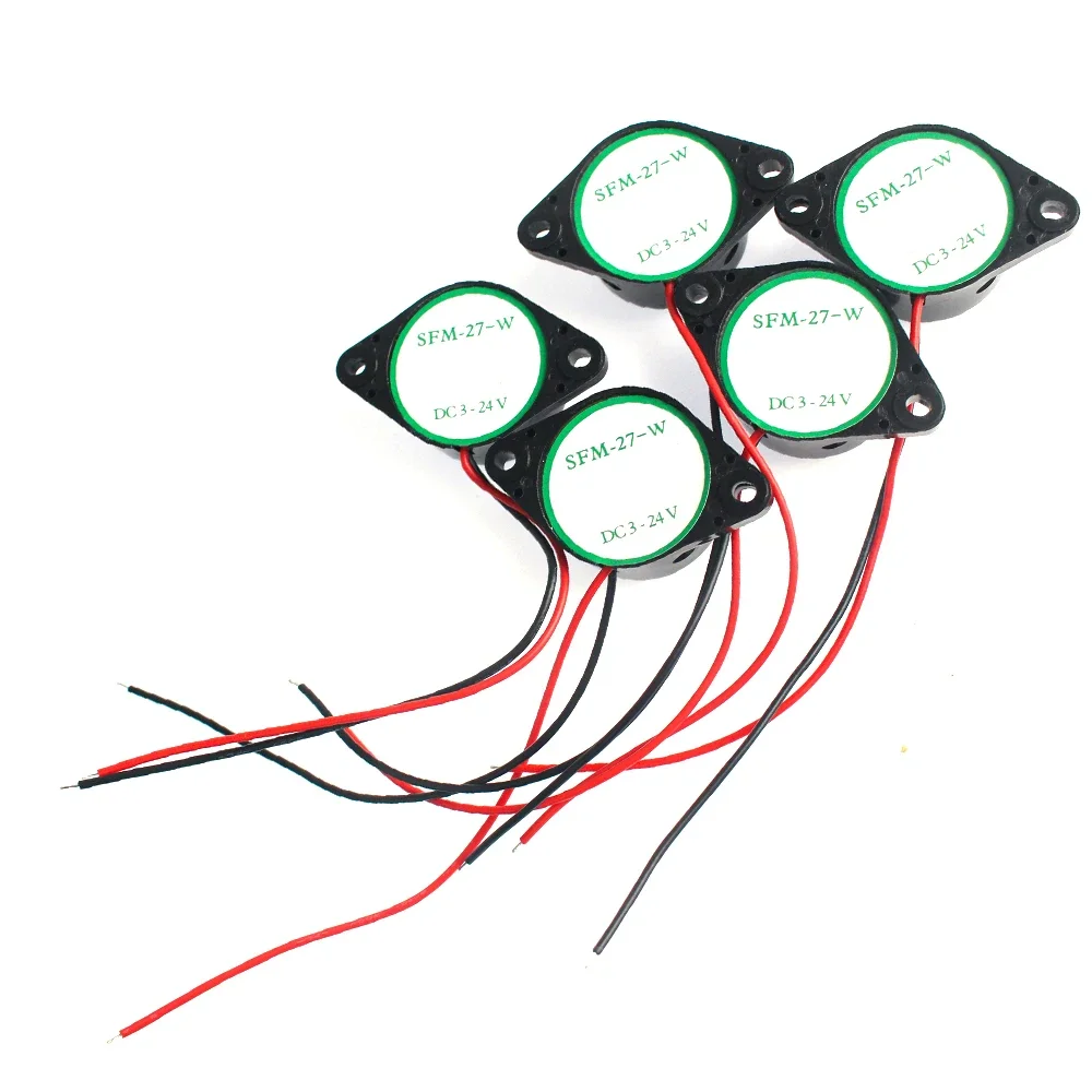5PCS SFM-27 Active Buzzers DC 3-24V 12V Alarm Continuous Beep 95DB Beep Alarm Speaker High-decibel Piezo Buzzer for Arduino