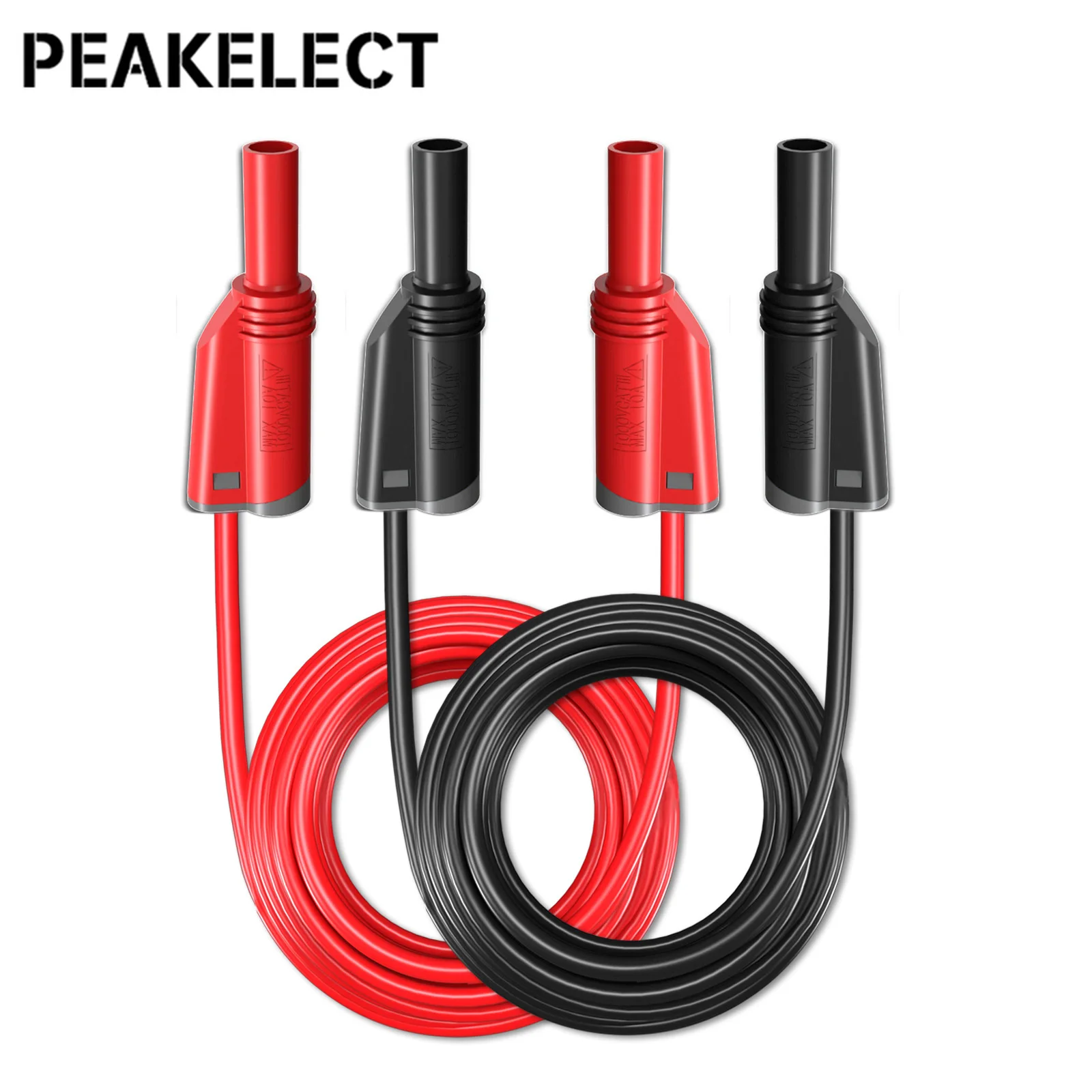 Peakelect P1050-1 250pcs red + 250pcs black 4mm Banana Plug Test Lead Soft Silicone Cable Stackable Male Plug 1M Wire