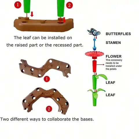 Byggleksaker för blommor i trädgården, pedagogiska STEM-leksaker och trädgårdsleksaker, stapelleksaker för blommor 12 best sales blommaleksak - №3