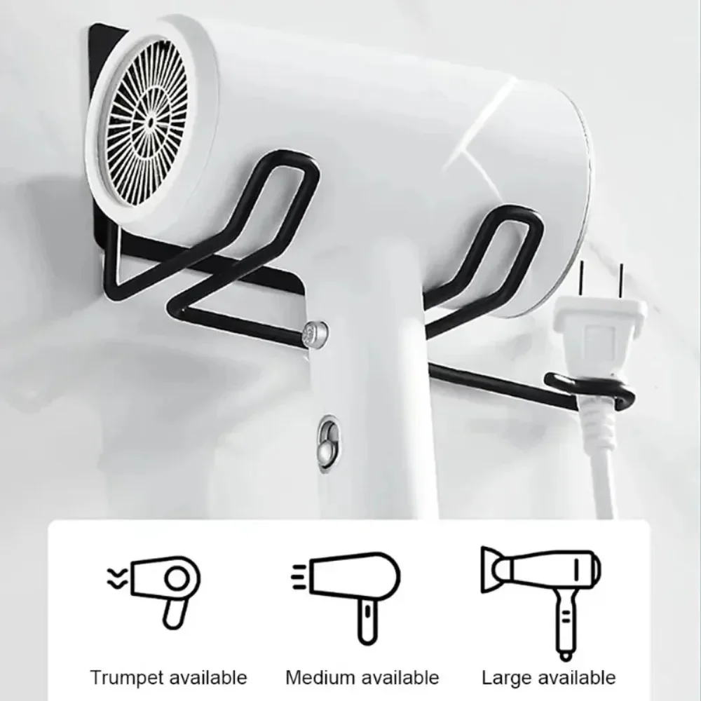 Hair Dryer Rack Stainless Steel Rack Toilet Punch-free Hanger Bathroom Hair Dryer Wall Hanging Storage Shelf Home Organizer
