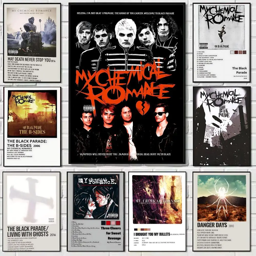 My C-Chemical R-Romance Rock Band Poster Sticker Self Adhesive For Bedroom Hallway Livingroom Wall Art Decor Present Fandom Gift