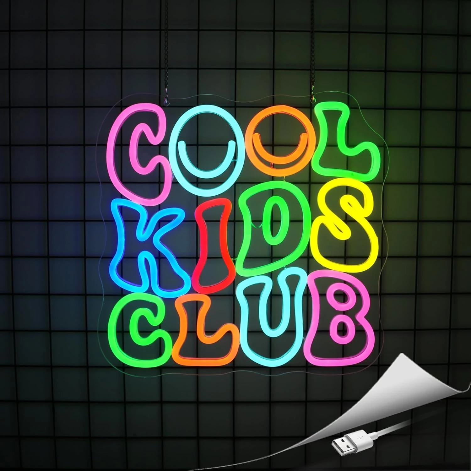 لافتة نيون رائعة لنادي الأطفال للجدار، ضوء ليلي LED يعمل بمنفذ USB لغرفة النوم وغرفة الألعاب، هدية فريدة لديكور المنزل للمراهقين