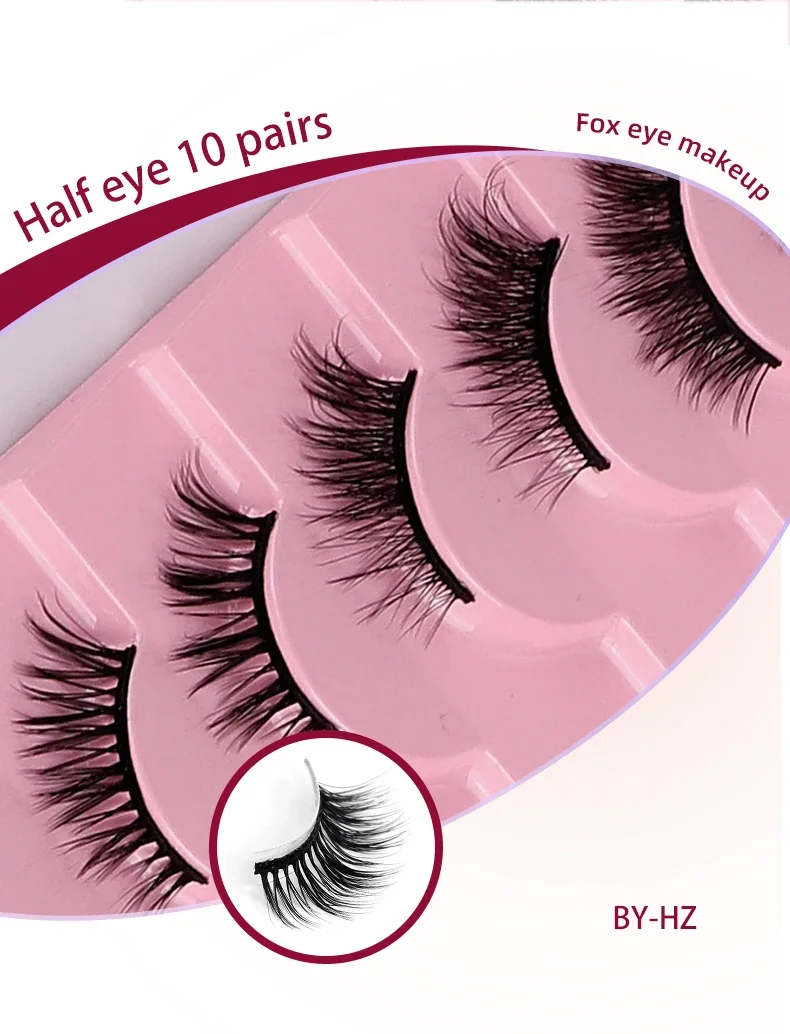 Goodobe Half Eye 10 Paar Natürliche Fuchsaugen-Make-up-Wimpern Süßer Coole Stil Flauschig Geeignet für Leichtes Make-up – Detail 2