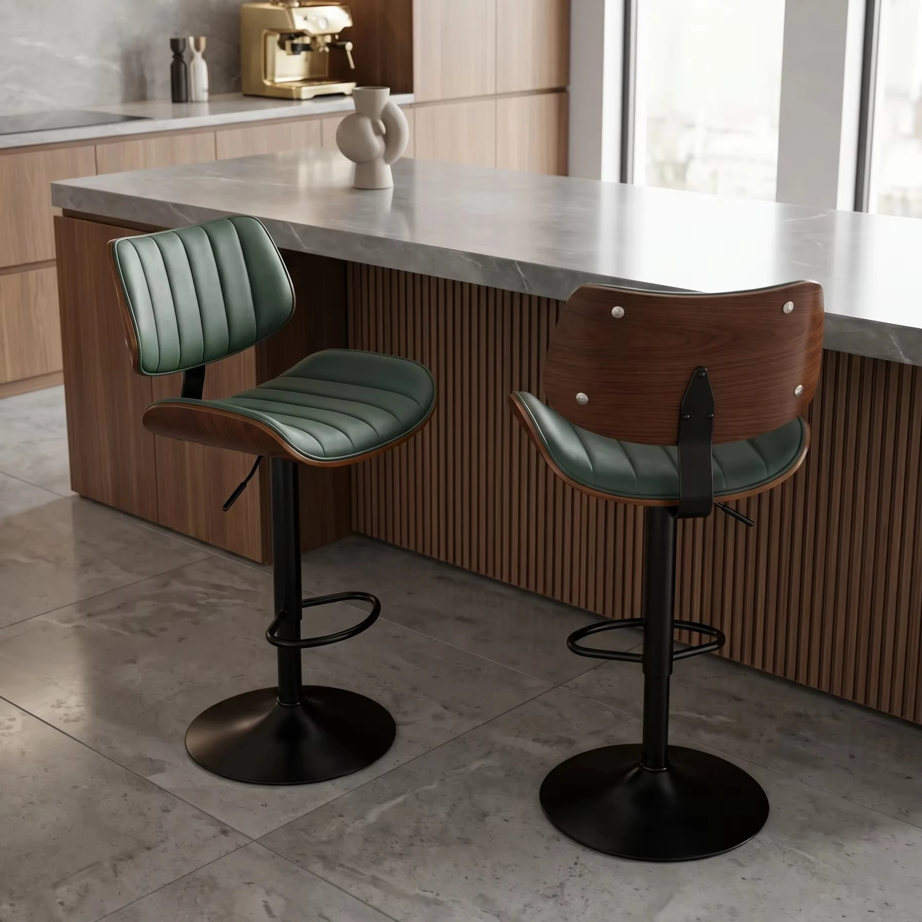 Professional Factory Custom Bar Stool Luxury Walnut Wood Swivel Chair Minimalist Counter Stool For Jewelry Showroom And Bistro