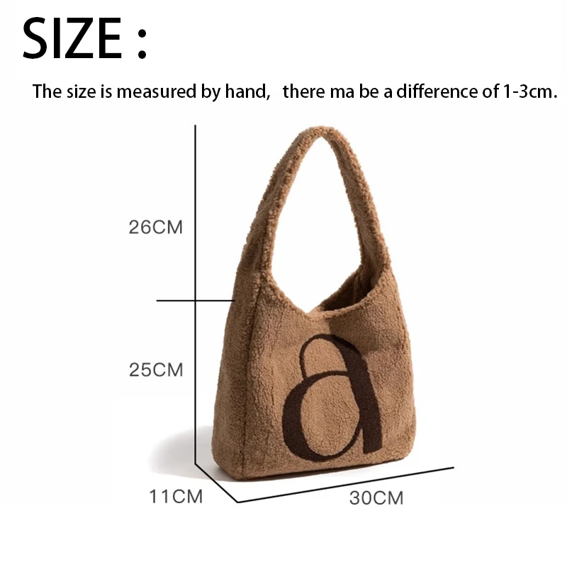 Borsa Tote da donna di grande capacità autunno inverno borsa da ascella e borsa a tracolla femminile con lettera di Design in velluto di lana retrò