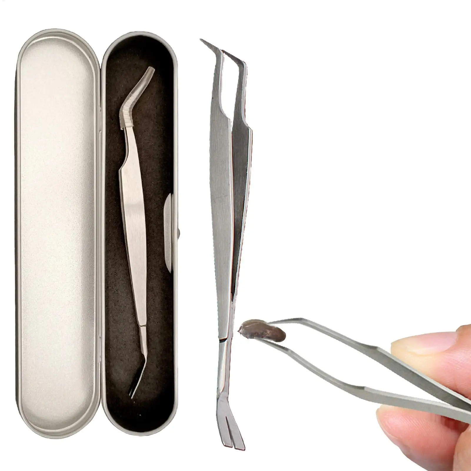 2 in 1 Tick Remover Tool Professional Removal Tweezers for Humans & Pets Dog Cat Flea and Tick Removal Portable Tools with Box - view 2