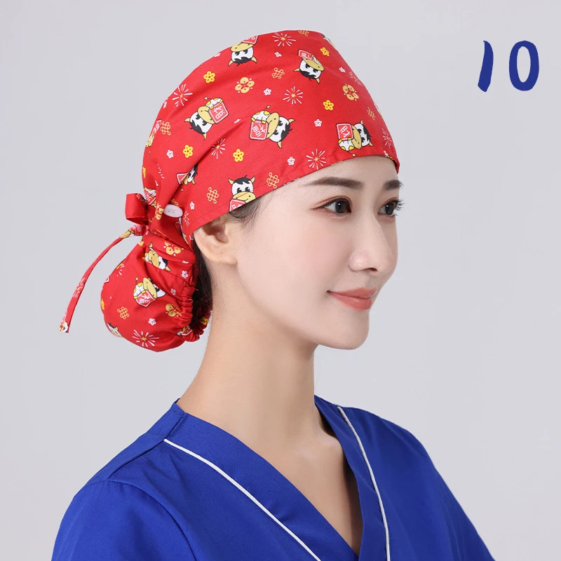 Unisex Adjustable Tie Back Scrub Hat, Beauty Salon Cap
