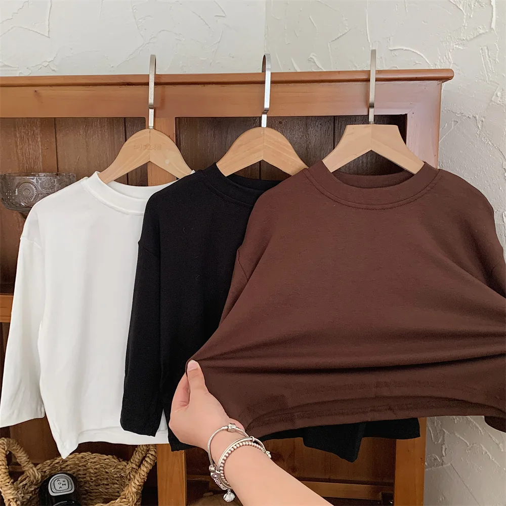 

Autumn Winter Bottoming Shirt Boys' Long-sleeved Loose Girls' Top Spring and Autumn 2025 Children's Clothing New Products