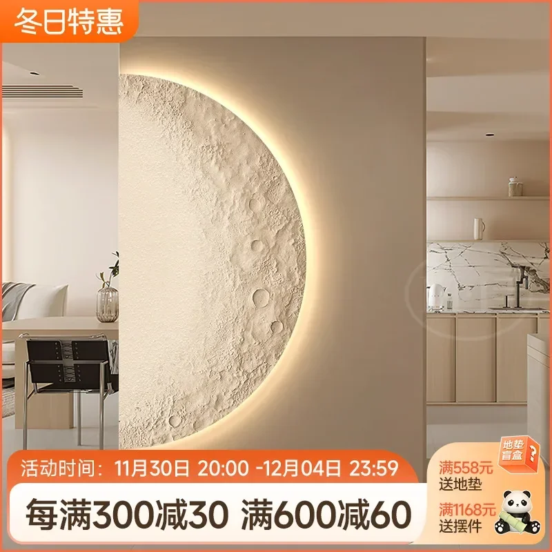 Moon entrance decorative painting cream wind corridor aisle hanging painting simple living room background wall luminous light