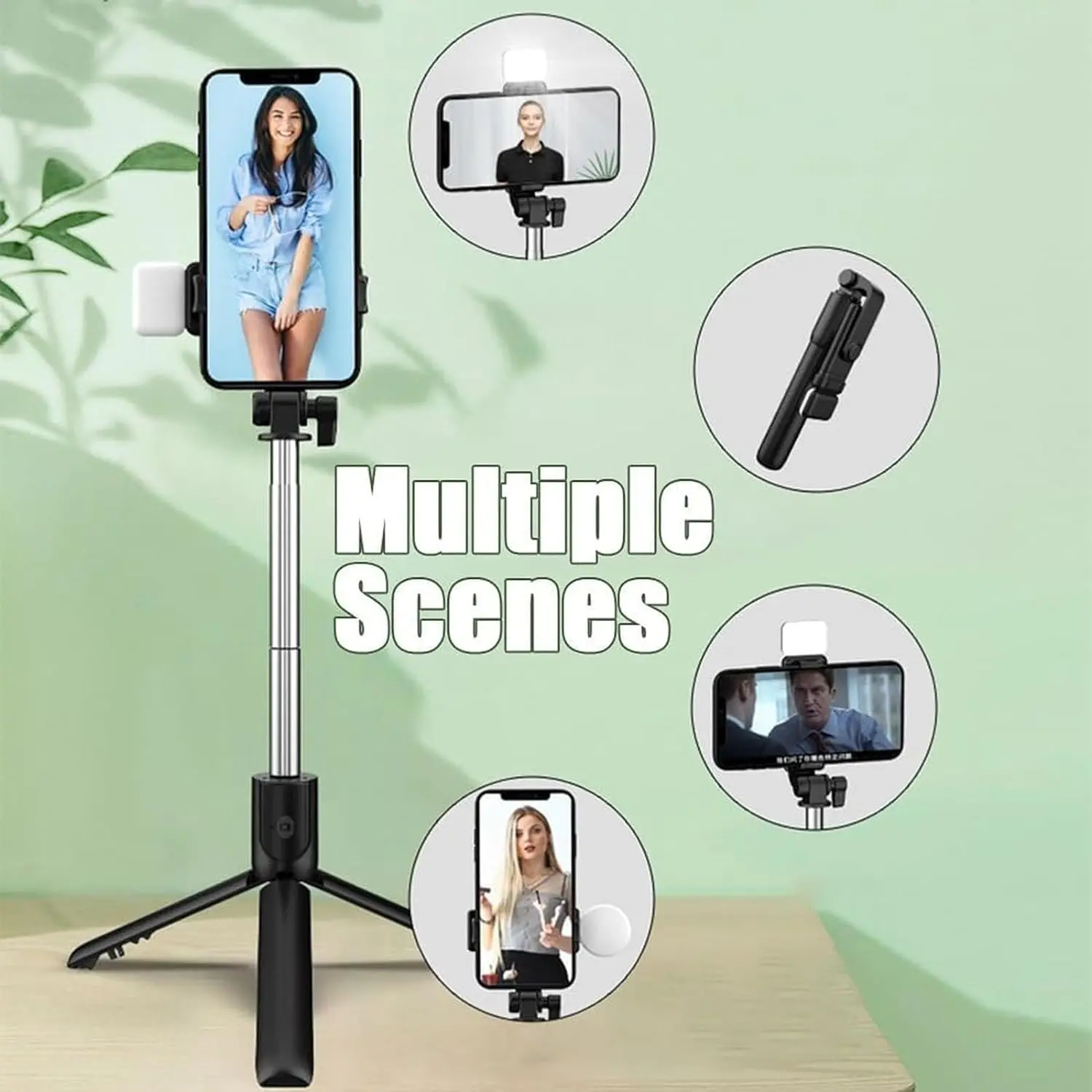 1pc Selfie Stick, Wireless Bluetooth Selfie Stick with Fill Light, Compatible with All Kinds of Smartphone