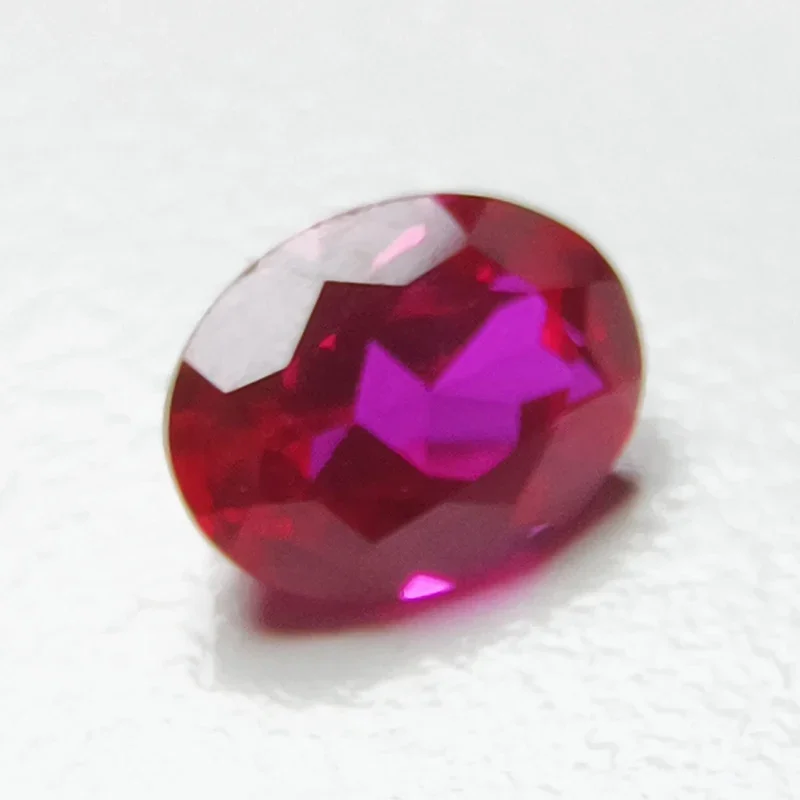 Lab Grown Sapphire Oval Shape Rose Red Color Top Quality Charm Beads for Diy Jewelry Making Selectable  AGL Certificate