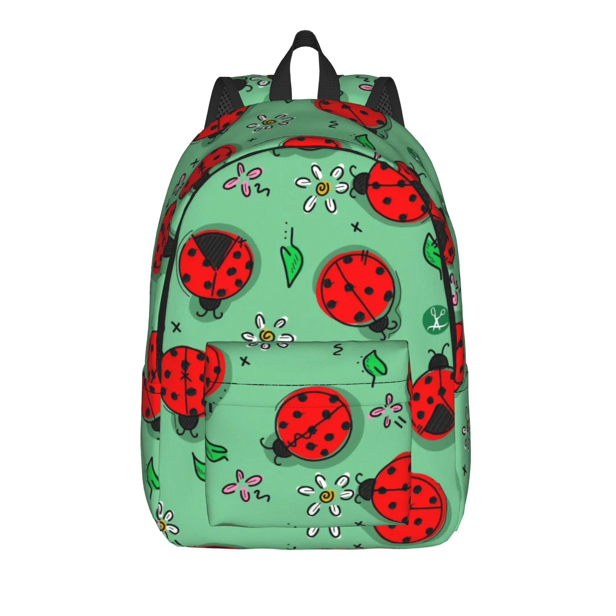 Ladybugs And Flowers Backpack Student  Print Backpacks Polyester Leisure High School Bags Travel Colorful Rucksack