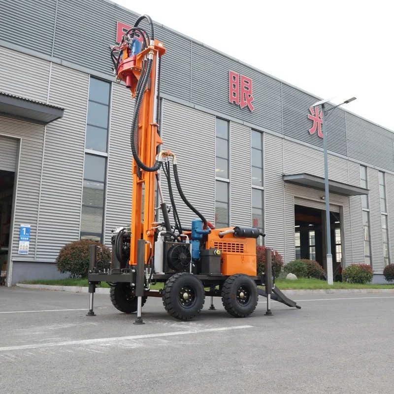 Water Well  Drilling Rig Wheel Type Diesel Powered Hydraulic Portable 200m Strong Torque Drilling Machine China Manufacturer