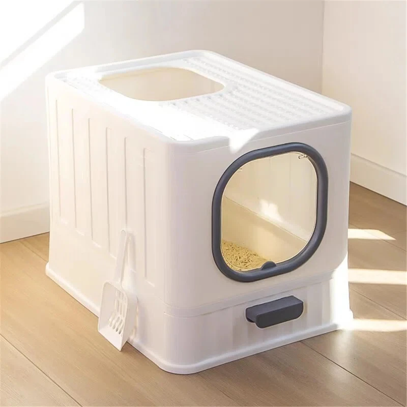 

Extra Large Cat Litter Box Fully Enclosed Anti-Splash Without Litter Easy to Scoop Drawer-Type Jumbo Cat Litter Tray