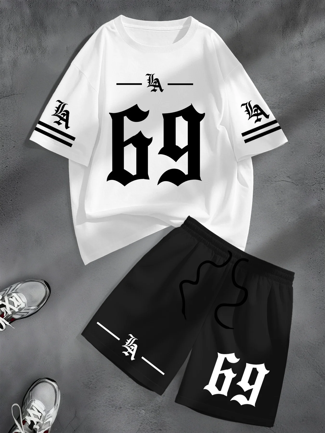 

2025 Лидер продаж, летний мужской комплект с 3D принтом No 69, футболка с короткими рукавами и шорты, спортивный костюм для бега для взрослых, спортивный костюм больших размеров, комплект из 2 предметов