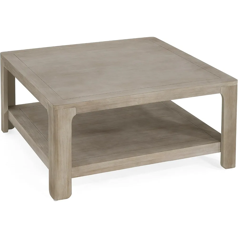 Contemporary Two-Level Open Storage Coffee Table with MDF Wood Center for Living Room