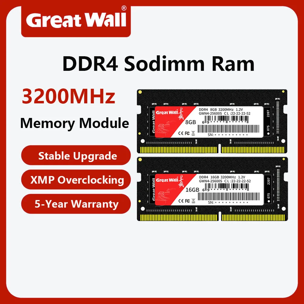 

Great Wall 8GB/16GB DDR4 SODIMM 2666MHz SO-DIMM PC4-25600 DDR4 XMP Memory RAM for Notebook Laptop
