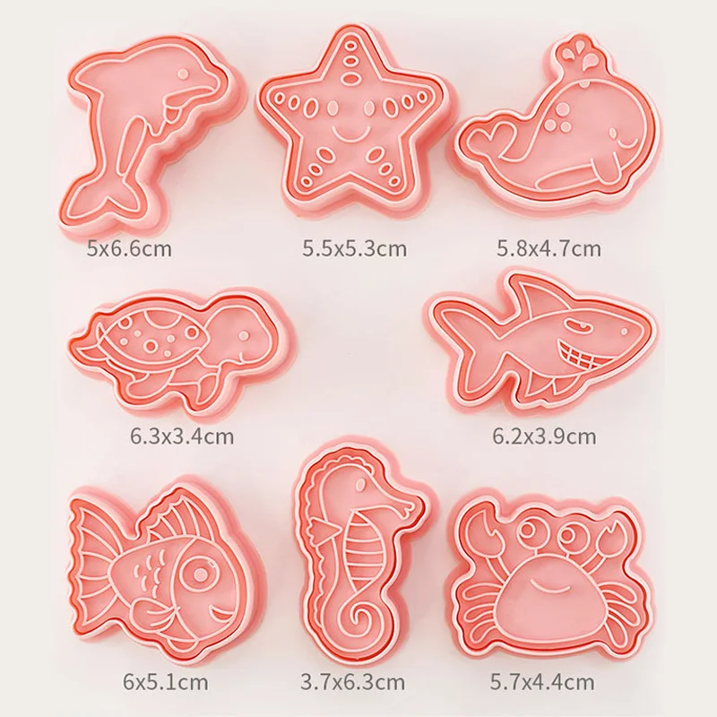 8pcs/set Ocean Animal Cookie Cutter Whale Dolphin Biscuit Mould Octopus Crab Turtle Fondant Tools Sugar Baking Pastry Mold