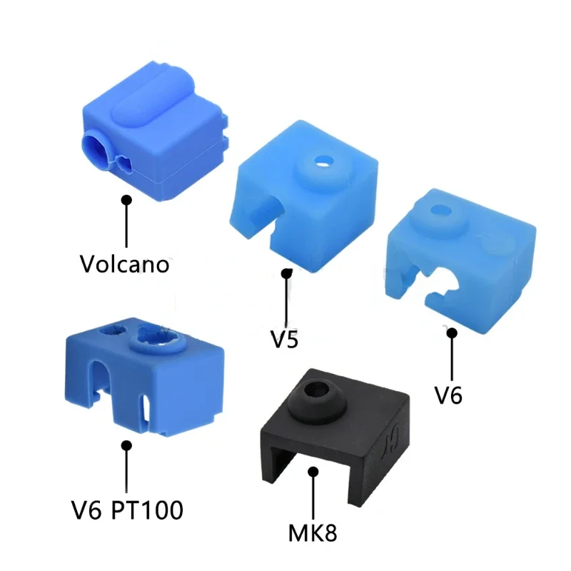 For E3DV6/V5 MK8/Volnaco/Volcano PT100/CR-10/CR6 SE/Ender3S1 Heat Block Sock Silicone Sleeve Heater Block Hotend Protector Cover