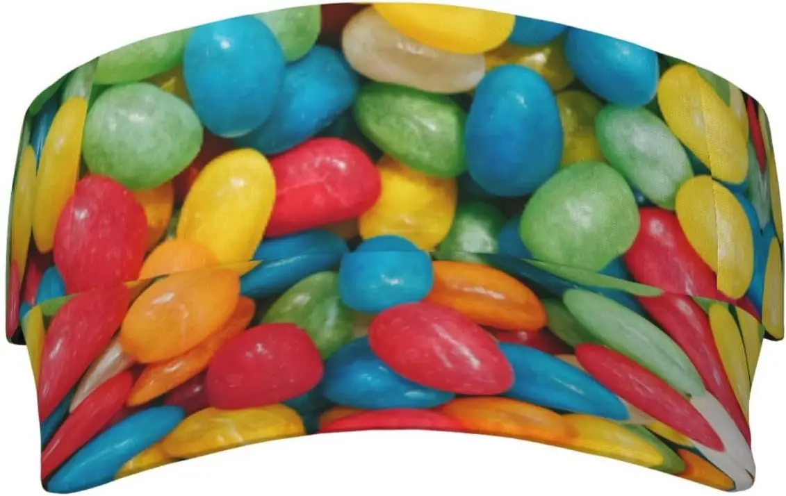 

Candy Bean Sport Sun Visor Hat Adjustable Jelly Bean Candies Colorful Summer Cap Visor Caps for Women Men