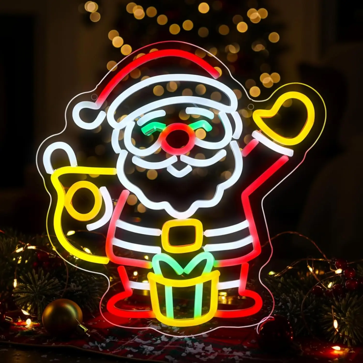 

Санта-Клаус неоновая вывеска USB Рождественская елка светодиодный светильник для спальни, бара, игровой комнаты, вечеринки, домашнего декора, personnalisé, подарок, ночник