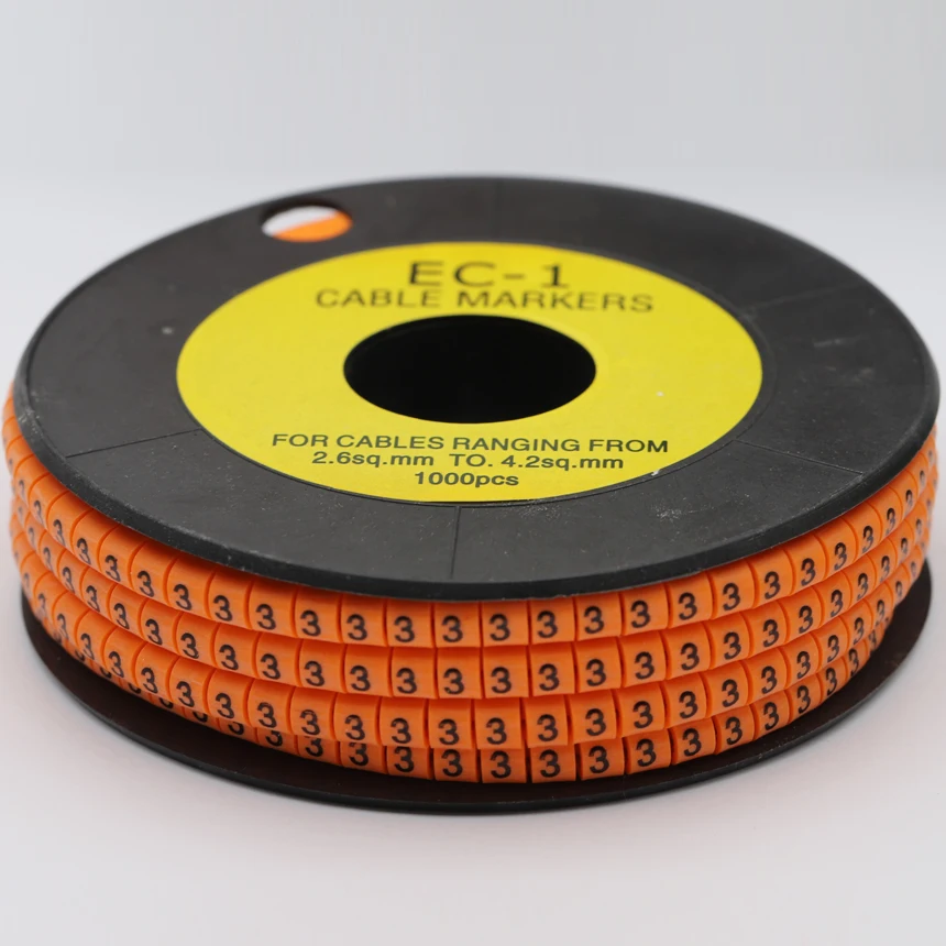 EC-0 EC-1 EC-2 EC-3 1.5/2.5/4/6mm2 0-9 Number Arabic Numeral Flexible Print Sleeve Tube Label Network Wire Labeled Cable Marker