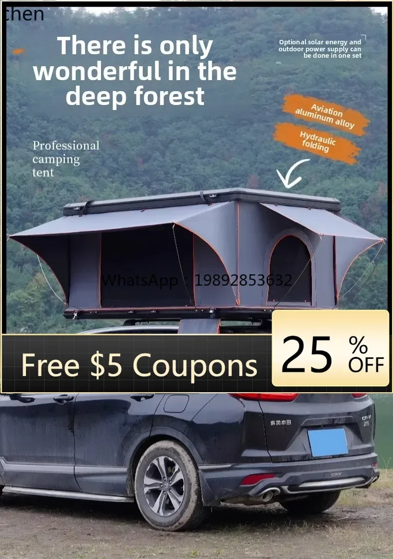 

ZP10aluminum alloy hard roof tent car tent automatic sunroof into solar outdoor camping