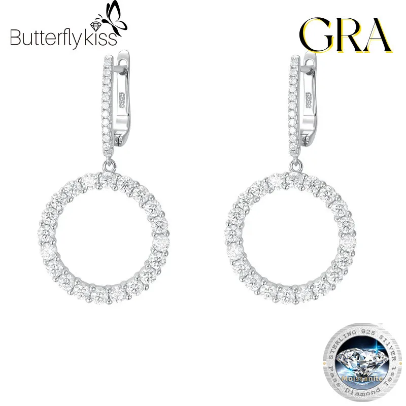 Butterflykiss Full Moissanite Pendant Earrings For Women Engagement Wedding Fine Jewelry With GRA S925 Sterling Sliver Ear Studs