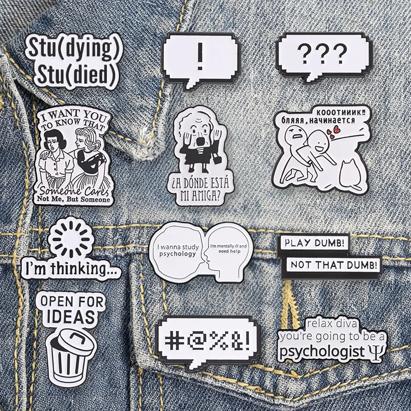 Funny Psychology Student Enamel Pins Meme I Wanna Study Psychology Stu Dying Relax Diva Badge Backpack Lapel Pin Jewelry Gift