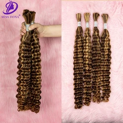 16-28 inch Bulk Hair Extension Salon Supply Deep Wave 427 Highlight Natural Hair Bulk no Weft Hair Extension Bundles Hair Bulk