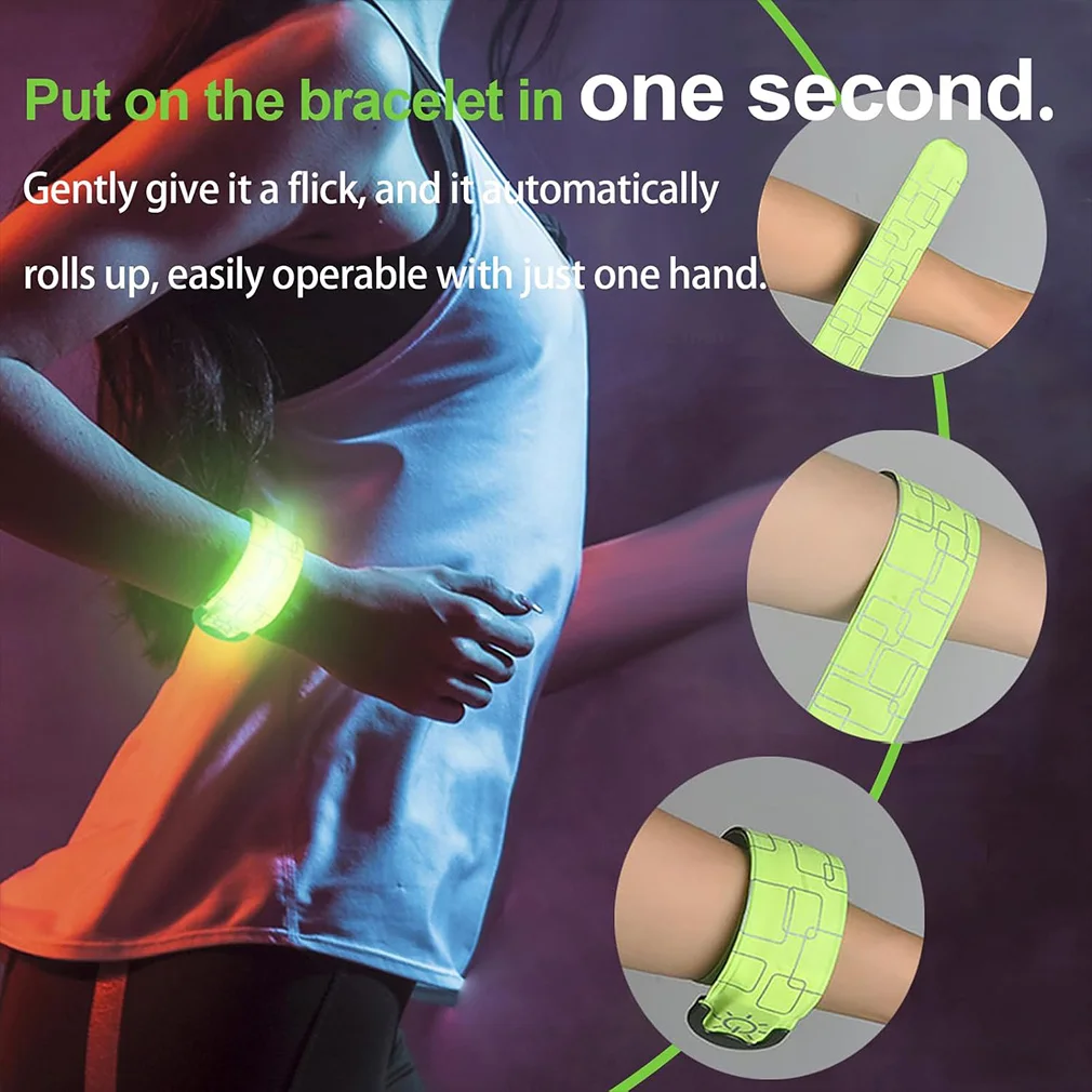 Wiederaufladbare Outdoor Sport Sicherheit Arm Gürtel Nacht Lauf Armband Armband LED Licht Band Radfahren Sicherheit Bein Warnung Armband – Detail 4