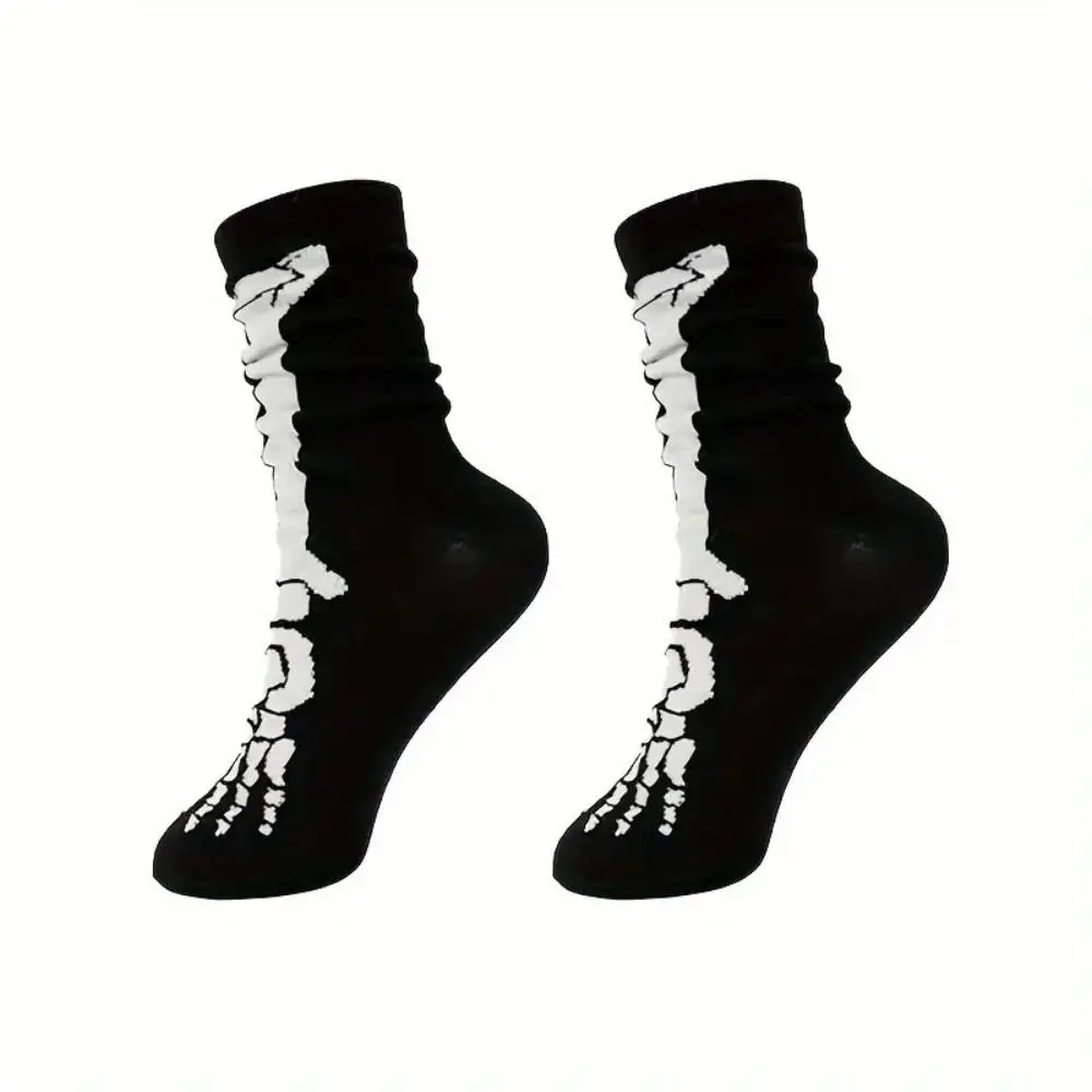 4Pairs Fashion Cartoon Halloween Skull Socks Women Men Bat Mid-Calf Sock Anti-slip Hosiery Pumpkin Tube Sock Girl/Boy