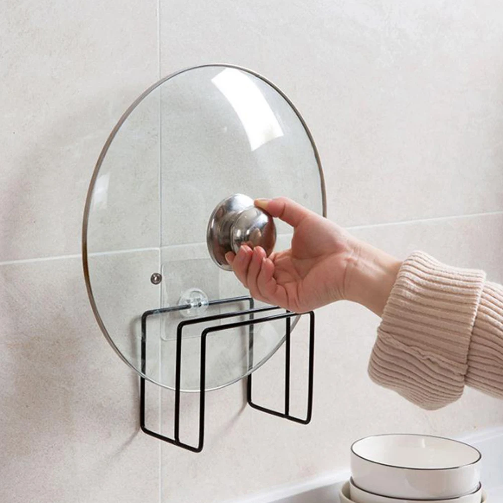 Eisen Küche Schneidebrett Rack Topf Abdeckung Deckel Halter Edelstahl Lagerung Organizer Schrank Tür Haken Pfanne Löffel Rack Schwarz