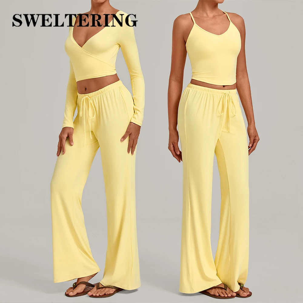 Yoga Set 2PCS Women's Tracksuits Workout Clothes Athletic Wear Gym Flared Pants Fitness Bra Crop Top Sports Suits Yoga Clothes