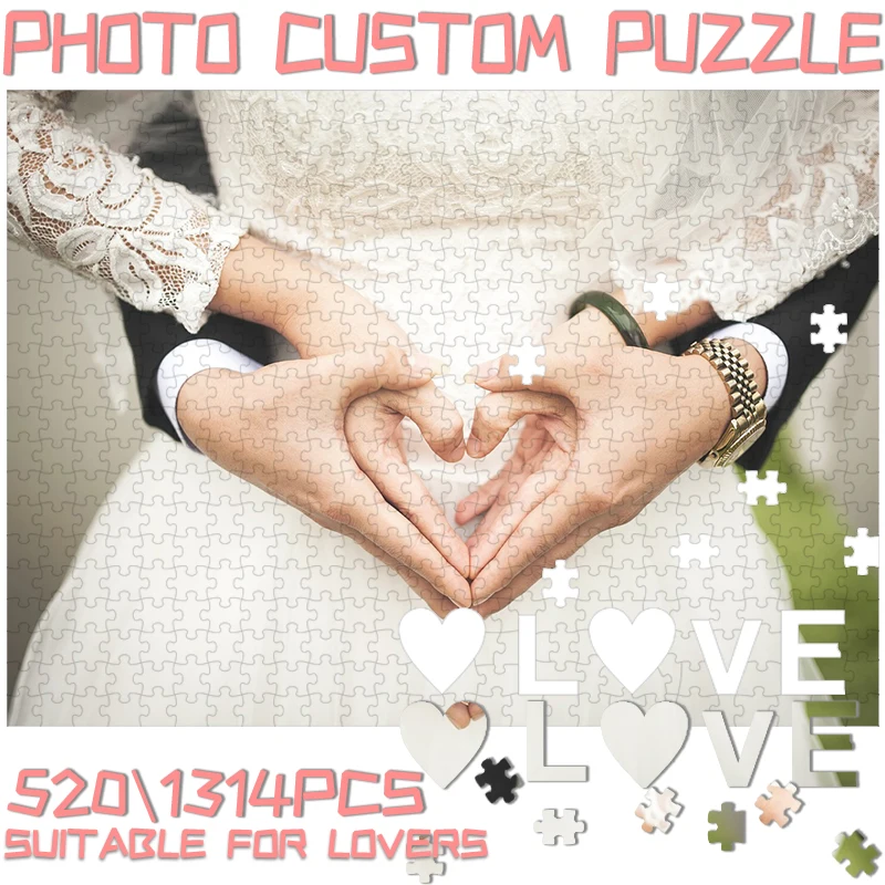 

Пазлы для влюбленных с фотографией на заказ, деревянные пазлы с коробкой, персонализированная картина, игрушка-головоломка «сделай сам», 520/1314 шт., подарок для сознания пары